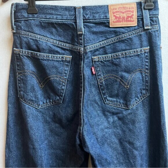 Levi's High Rise Moms Dark Blue Denim Jeans Sz 26 - Picture 3 of 10